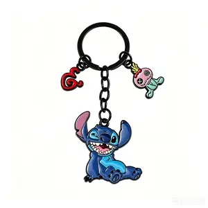 DISNEY Lilo and Stitch Keychain Set – Collectible Bag Charm with Vibrant Enamel and Crystal Accents, Officially Licensed Accessory for Keys and Backpacks, Great Gift for Disney Enthusiasts