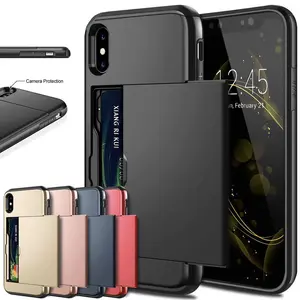 Dual Layer Hybrid Defender Armor Case with Card Holder for Mobile Phone - TPU+PC Material, Shockproof, Full Access, 3 in 1 Design, Card Pocket, Premium Protection