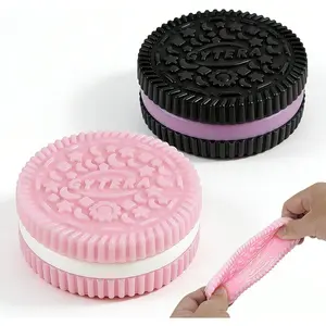 Gytera Sticky Cookie Squishies Fidget Toys Adults, Squeeze Toys Fidget Toys for Autism, Stress Balls for Adults Fidgets Birthday Easter Basket Stuffers(2 Pack Pink Black)