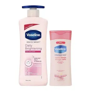 Vaseline Healthy Bright Daily Brightening & Intensive Care Healthy Hands Stronger Nails 600mL & 200mL Duo Pack Moisturizer with Vaseline Jelly Vitamin B3 Hydrating Moisturizing Hydrate Moisture
