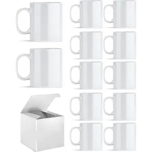 Sublimation Mugs, Sublimation White Coffee Mugs Tazas Para Sublimacion Blank 11 OZ With Box for Coffee, Soup, Tea, Milk, Latte, Hot Cocoa Set of 12