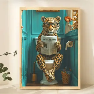 Whimsical 12x16" Leopard Canvas Art Print - Frameless Wild Animal Wall Decor for Bathroom, Bedroom, Living Room & More