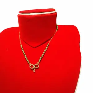 Daily Use Mangalsutra for Women Elegant Gold-Toned Beaded Necklace with Centerpiece Charm