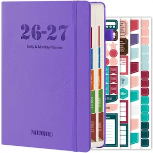 2026-2027 Academic Planner (July 2026 - June 2027), Daily and Monthly Calendar Book with  Leather Cover, 12 Colorful Tabs, 4 Planning Stickers, Inner Pocket, 8.4"x5.7", for Teachers & Students