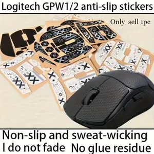 Logitech Gpw Anti-Slip Grip Stickers, Sweat-Absorbing Adhesive Shell, Compatible with Gen 1 & 2, Durable PP Material, No Battery Needed