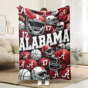 1 Comfortable Alabama Sports Poster Flannel Blanket Soft Printed Cooling Blanket Suitable All Year Round 100% Polyester Perfect Gift For Family And Friends