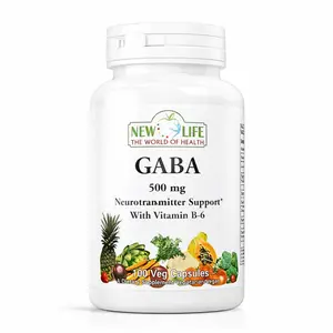 New Life GABA 500mg with Vitamin B6 100 Veg Capsules for Natural Neurotransmitter Support & Mental Health Dietary Supplement