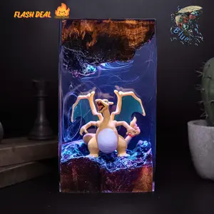 Handmade Fire Charizard Resin Sculpture – Unique Epoxy Art, Collectible Pokémon Diorama, Dragon Display Model, Gamer Room Decor, Gift for Fans