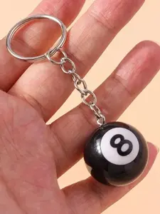 1pcs Fashion Creative Billiard Pool Keychain Table Ball Key Ring Lucky Black No.8 Key Chain Stylish Keychain 0.98in Resin Ball Jewelry Gift