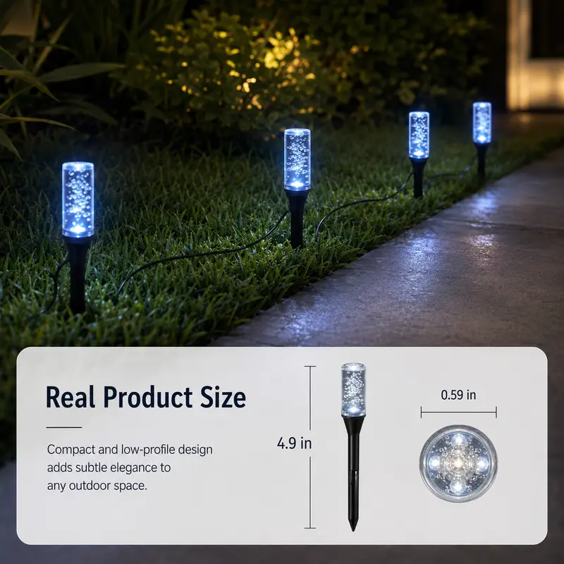 20-LED Solar Garden Stake Lights with Bubble Shape & Plastic Body, 20-Pieces Blue Festive Decor, Solar Outdoor Lights, IPX4 Waterproof, 8 Lighting Modes, Eco-Friendly for Pathway Glow & Lawns