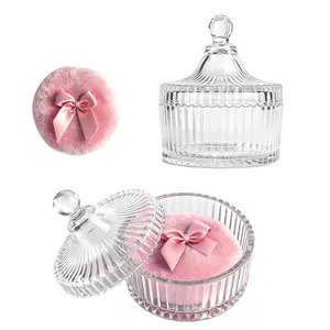 Large Body Powder Puff and Container, Clear Powder Container with Soft Reusable Powder Puffs, Dusting Powder for Women, Perfect Valentine's Day Gift