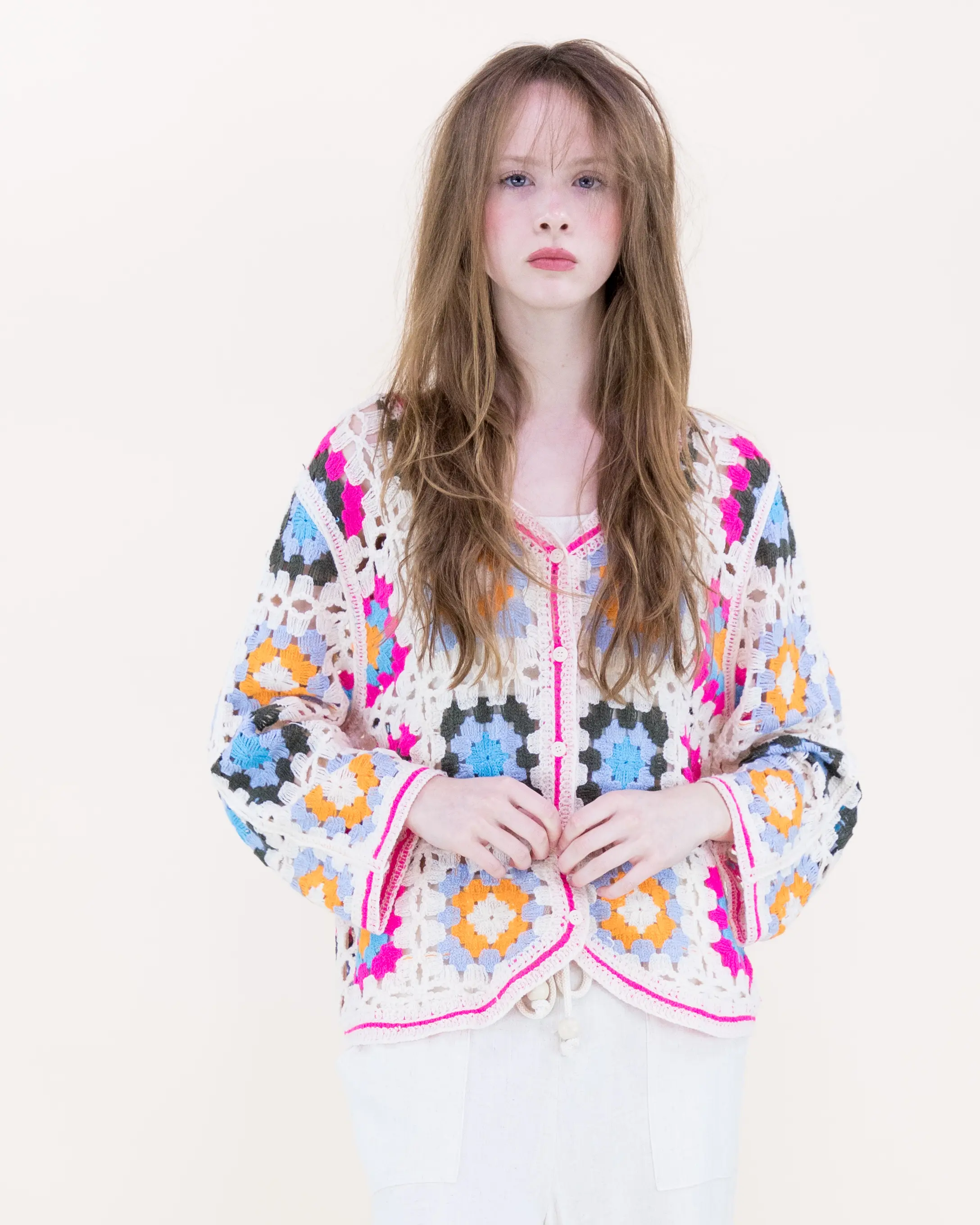 Diamond Crochet Long Sleeve Cropped Summer Sweater – Women’s Lightweight Knit Top