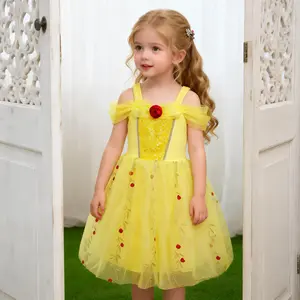 Girls Yellow Rose Princess Dress | Perfect for daily wear, birthday parties and wedding events