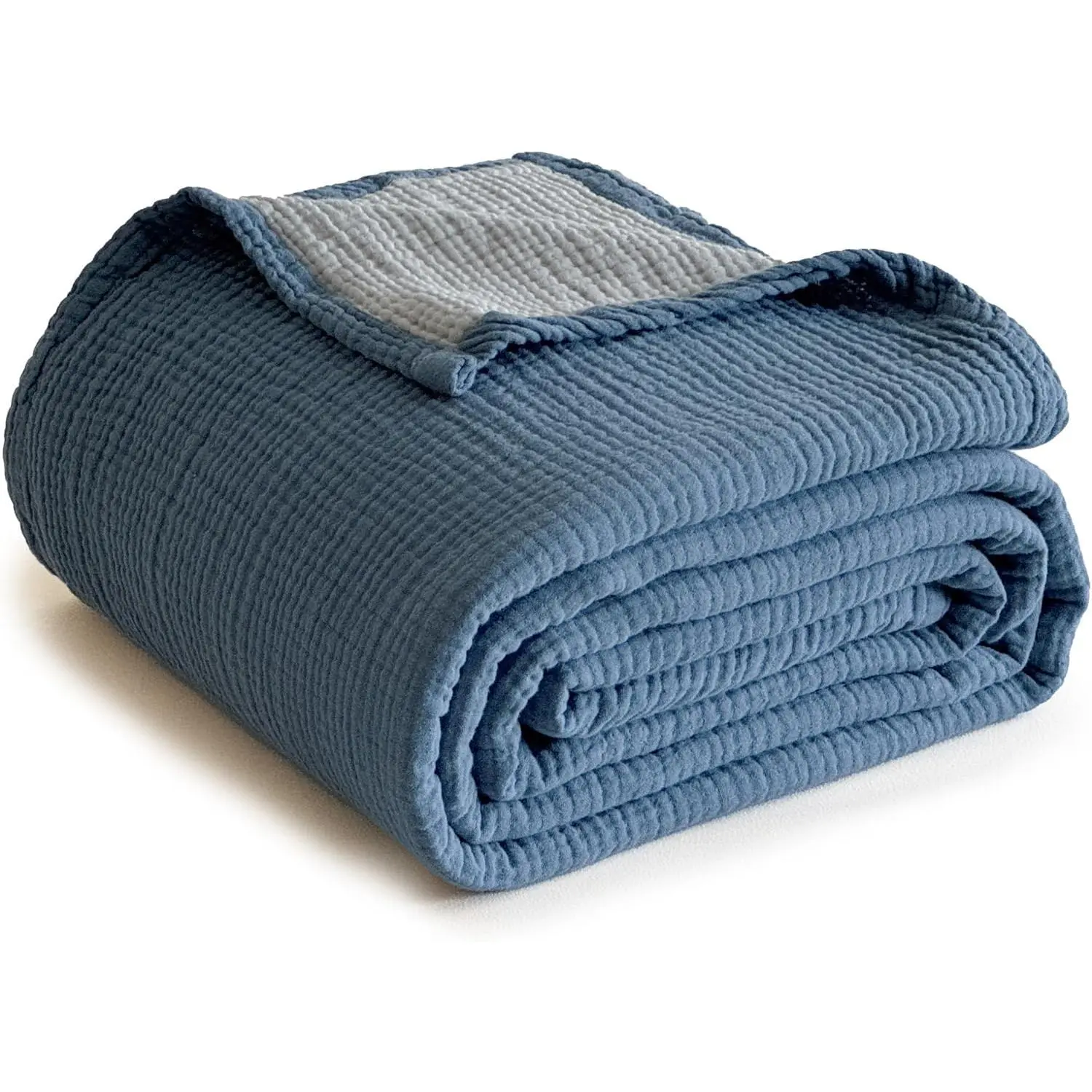 Simple&100% Cotton Muslin Blanket, Lightweight Breathable 4 Layering Soft Cotton Throw Blanket,Gauze Blanket for Bed Couch Camping All-Season Use (Dusty Blue, 50"x60")