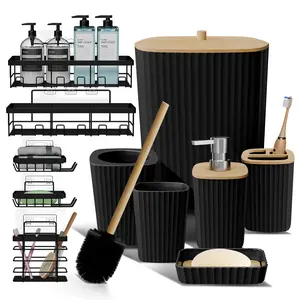 Hearth & Harbor Bathroom Accessories Complete Set And Shower Caddy – Durable, Fine Ribbed Design for a Coordinated Bath Look, Easy to Clean, Rust-Resistant Hardware.
