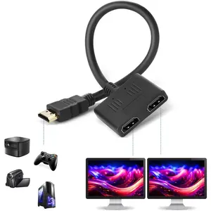 HDMI Splitter-HDMI Splitter 1 in 2 Out Adapter Cable,for HDTV,HD,LCD,TV,Plug and Play Without pre Installing Drivers. 1080P Support Two TVs at The Same Time Transmit Video and Audio Simultaneously