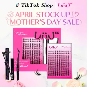 UiiUKK Fairy Chispa Lash Clusters Invisible Band DIY Lashes - Individual Clusters or Full Kit to Customize! -Wet Look Waterproof Eyelash Extension Wispy Manga Kawaii Doll Lashes Feline lash look Medusa Lash handmade lash April Stock Up & Mother's Day