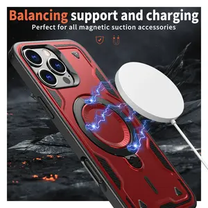 Suitable for iPhone 16 Pro Phone Case Creative 360 Rotating Magsafe Magnetic Stand Apple 17pm