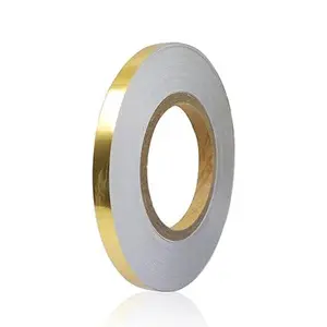 Floor Tiles Gold Foil Lines Metalized Mirror Tape, Self-Adhesive Tile Seam Sticker, Waterproof Gap Sealing Foil Decor Tape for Wall, Cabinet, Kitchen