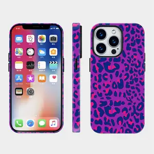 Fashion Two In One Phone Case Built In Vibrant Leopard Print Tempered Glass Film Heavy Duty Double Layer Structure Anti Fall Shockproof Durable Full Body Protective Cover Trendy Daily Accessory Compatible With iPhone 17 16 15 14 13 Pro Max Series