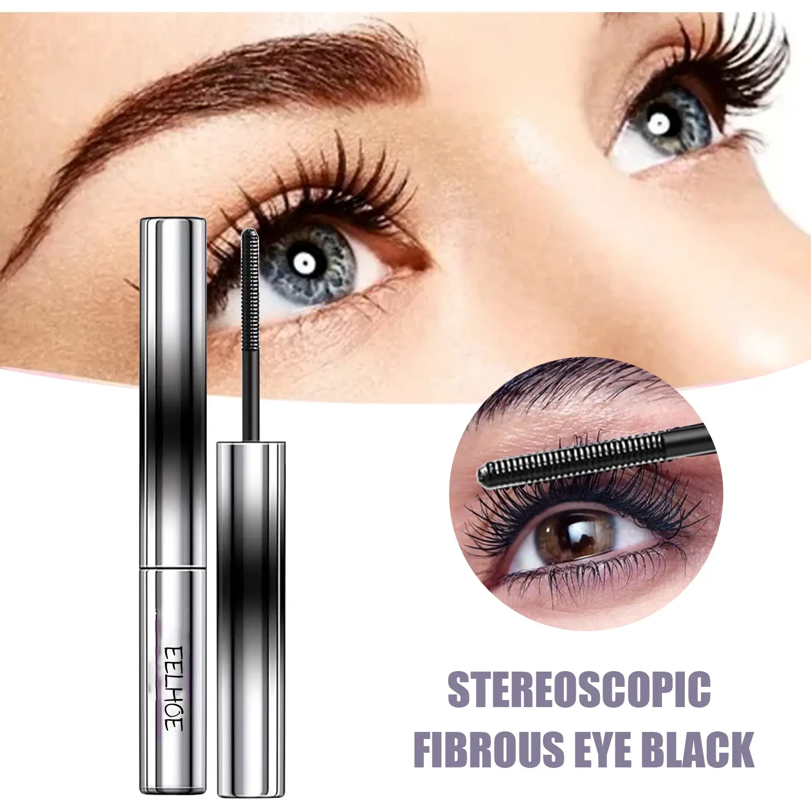 EELHOE Lengthening Volumizing Mascara, Washable Eyelash Makeup with Smooth Application, Long-Lasting Smudge-Resistant Formula for Fuller Defined Lashes