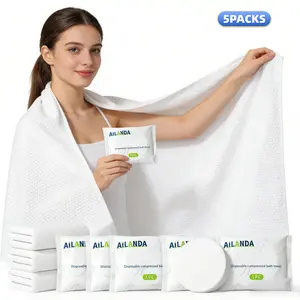Premium Compressed Towel Tablets Disposable Towel 55 in x 27.5 in Large Bath Towel Travel Towel Reusable for Hotel Camping Sports Hiking Beach Swimming Vacation (55.1" x 27.5" (5 Pack))