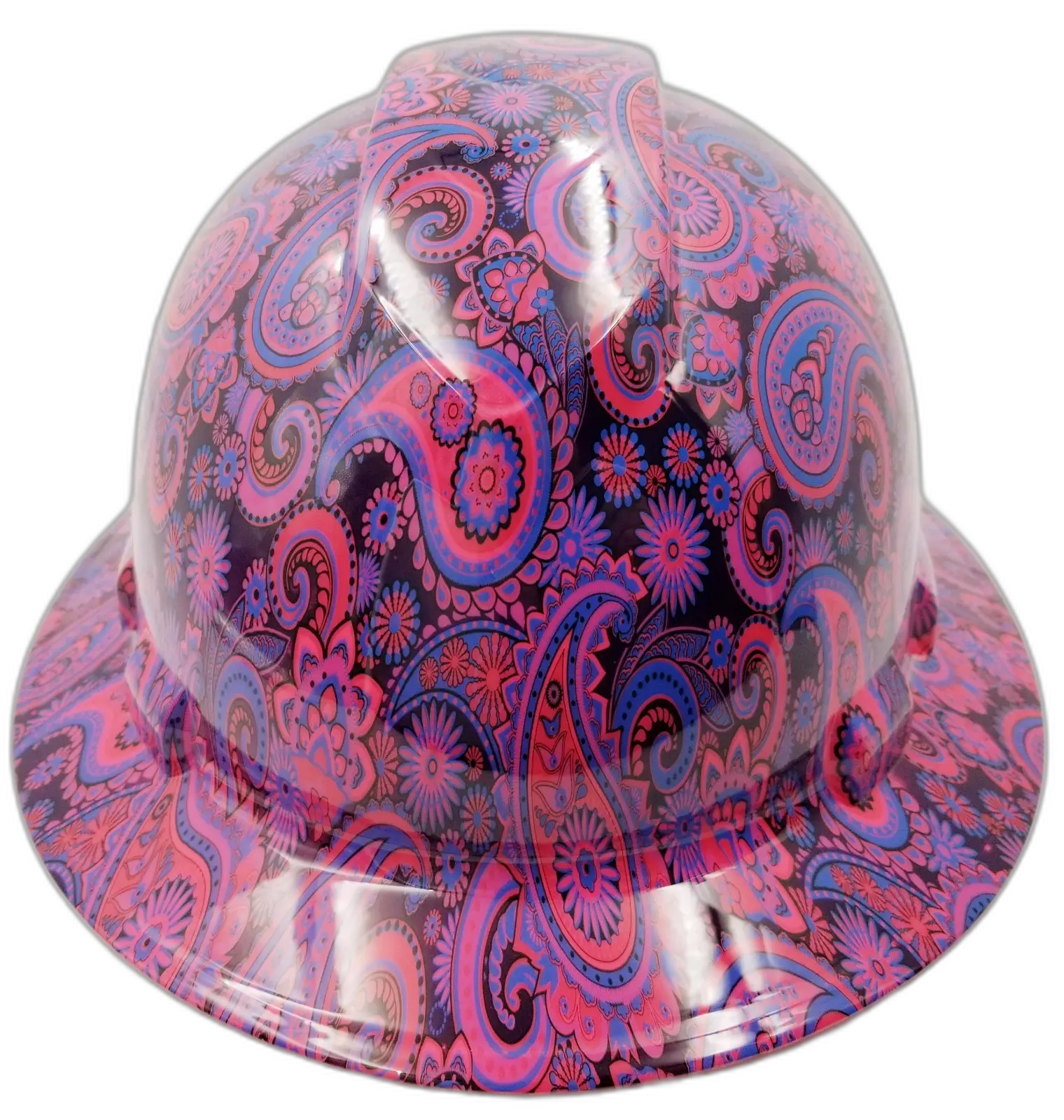 Hot Pink Purple Paisley - Custom Hydro Dipped Full Brim Hard Hat