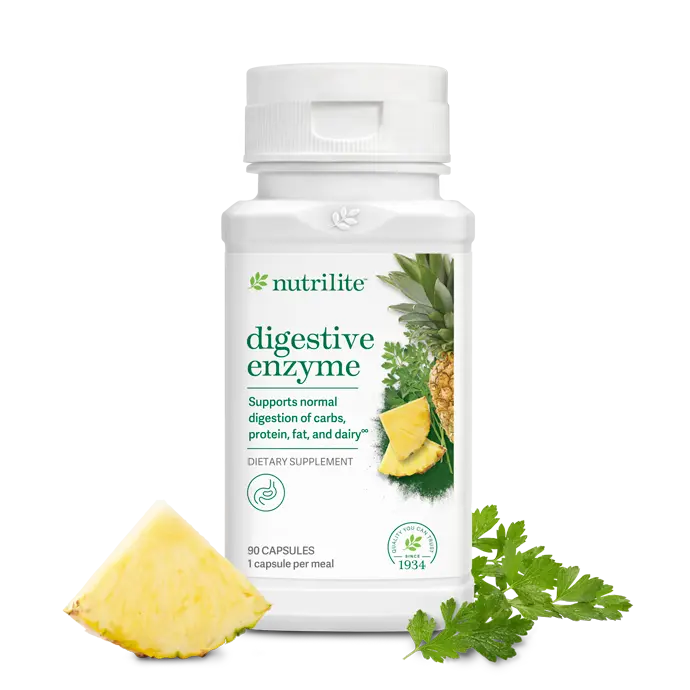 Nutrilite Digestive Enzyme 90 Capsules, Plant-Based Enzyme Supplement, Spirulina & Parsley Blend, Daily Digestive Support, Nutrient Absorption Formula, Natural Dietary Supplement, Adult Wellness, 90 Count
