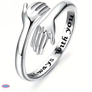 Adjustable Hug Ring – "Always With You" / "I Love U Forever" Engraved| Hypoallergenic Titanium Steel Emotional Gift for Couples, Family & Friendschristmas gifts for gf only gifts for women gifts for your mom Protection Support Open Ring