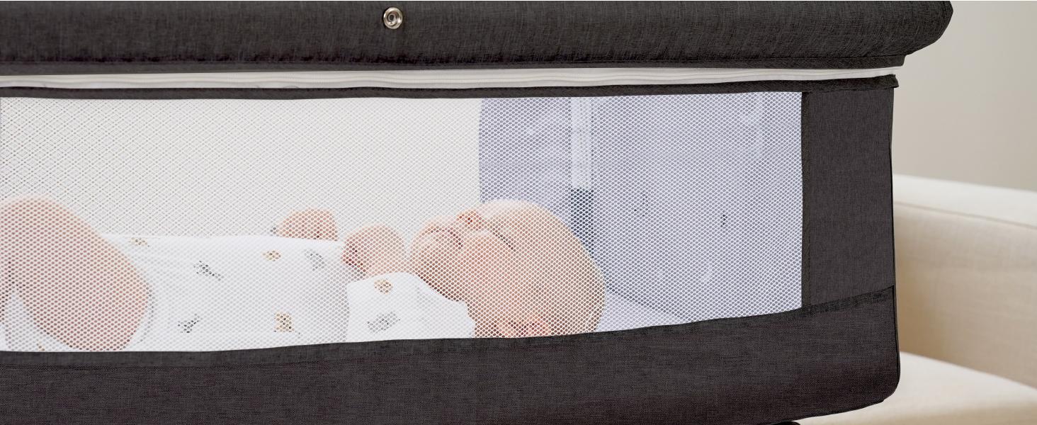 Baby Bassinet, Baby Basinet Bedside Sleeper, Easy to Fold Portable Crib Side Bassinet 2025new Style Girl/boy bassinets Height Adjustable Versatile