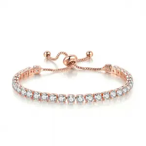 Sparkling Tennis Bracelet — Western-Style 2mm Shimmering Moissanite "Ice Chain" Adjustable Bracelet for Women | Fashion Jewelry Accessory