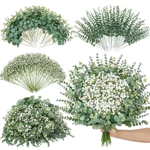 200 Pcs Mixed Artificial Eucalyptus Stems, Babys Breath Flowers for Weddings, DIY Bouquets, Home Decor, Fake Greenery, Fake Plant Decoration