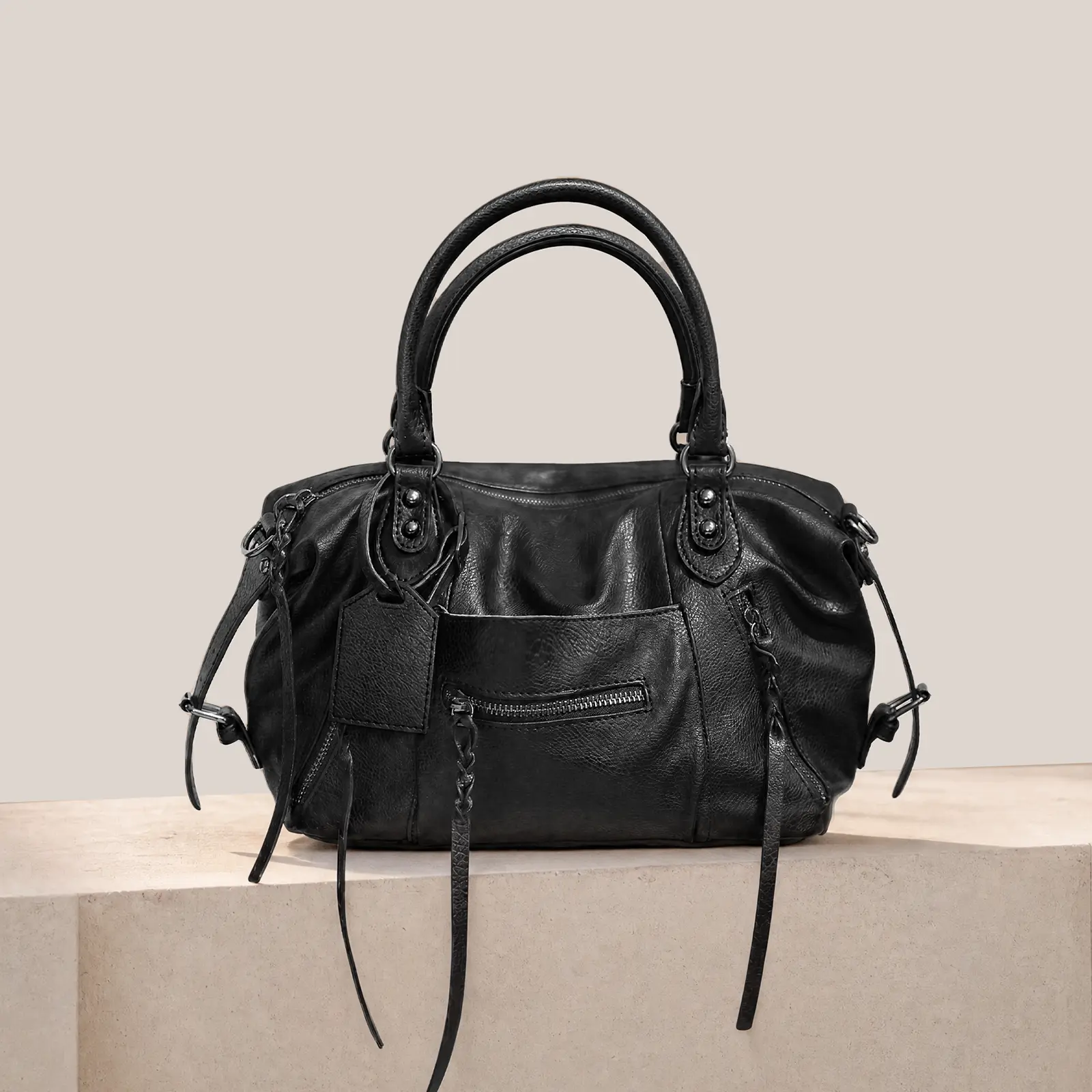 Mini City Bags Vegan Leather Tote Bag (8L) PU Hobo Bags for Women Small Shoulder Crossbody Handbag with Strap