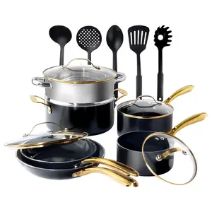 Gotham Steel Black 15 Piece Nonstick Cookware &Utensil Set