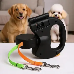 Dual Retractable Dog Leash for 2 Dogs 10ft Tangle-Free Leash with 360° Swivel Waterproof Durable Lightweight Handle Pet Walking Essentials for Small & Medium Dogs up to 30lbs