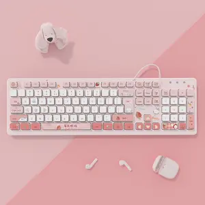 Quiet Pink Wireless Office Keyboard for Girls