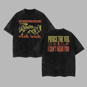 [$$$MANLIFE] Pierce The Veil I Can't Hear You Tour Retro Acid-Washed Unisex Two-Sided Hoodie T-Shirt, I Can't Hear You World Tour 2026 100% Heavy Cotton Shirt Hoodie, Classic Post Hardcore Hoodie Tshirt, Alternative Streetwear Essential for Rock Lovers