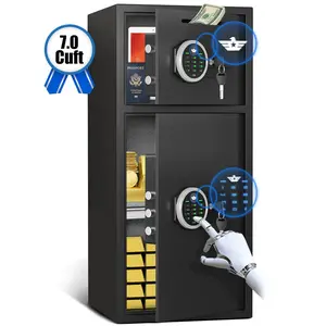7.0 Cu Ft Extra Large Home Safe Box Fireproof Waterproof, Digital Home Security Safe Box With Deposit Slot & Metal Storage Box