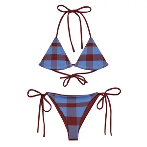 Y2K Red Blue Plaid Bikini  Tartan Pattern  Checkered Bikini  Hot Girl Summer Y2K Coquette