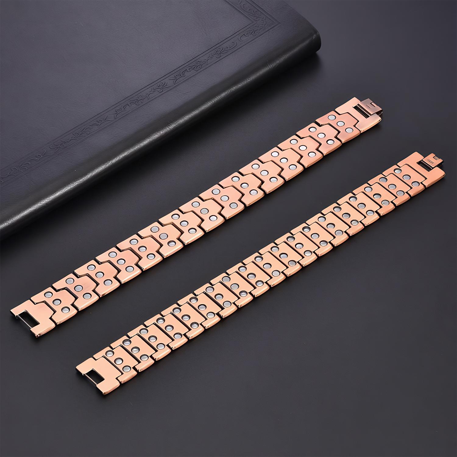 3x Men's Copper Bracelet Triple Super Magnet, Magnetic Bracelet with Adjustable Size Tool, Relieves Joint Pain and Improves Energy Circulation  Strong Magnetic Bracelet Men's Valentine's Day Father's Day Jewelry Gift