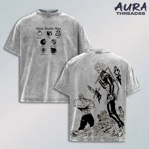 [COLLECTION] Seven Deadly Sins Shirt – Vintage Acid Washed Oversized Graphic T Shirt, Meliodas Ban Escanor Merlin King Diane Gowther Anime Streetwear Gym Pump Cover Heavy Cotton Double Printed Unisex Tee, Gift for Anime Fans