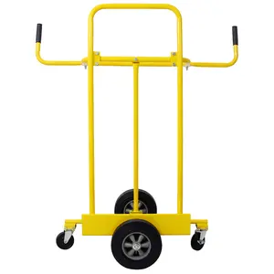 45*26.5*51.5 Inch Yellow Heavy‑Duty Steel Drywall Panel Cart, 1000 Lbs Panel Dolly with Anti‑Slip Surface, 10" Rubber Wheels & 4" Brake Swivel Casters for Construction Material Transport