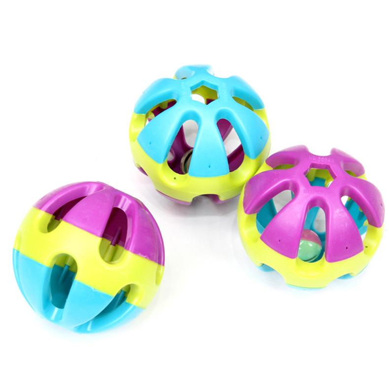 Pet Toys Colorful Bell Ball Hollow Plastic Ball Training Toy for Dogs Cat Dog Bell Ball