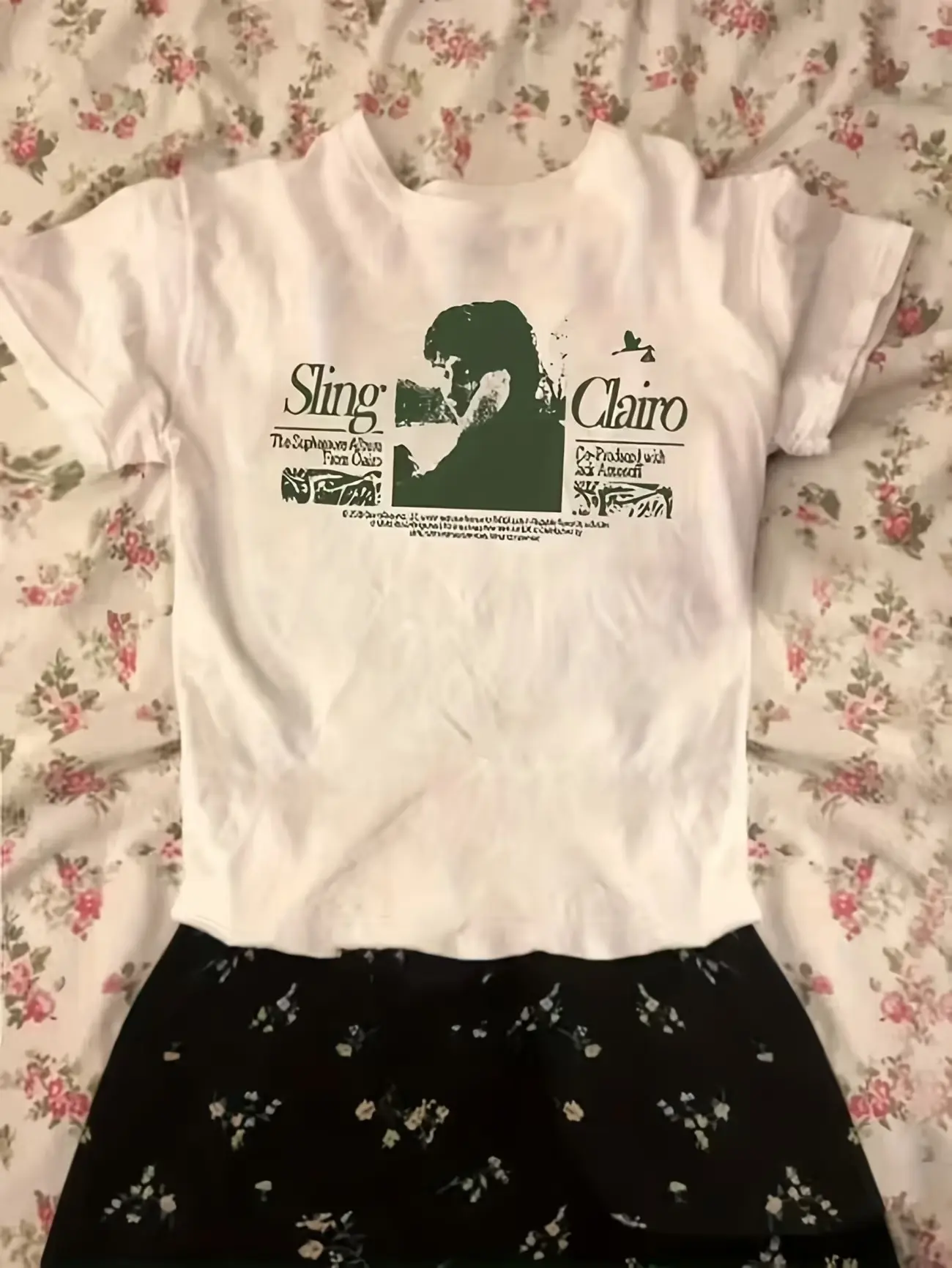 Baby Tee Clairo Album Print Design Women'S Tee, Y2K Fashion,, Perfect for Valentine'S Day And Various Events, Everyday Use, Commuting Must-Have, Fresh Summer Look, Vintage Style