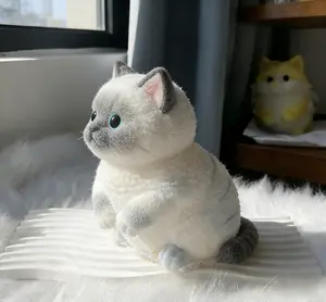 Fluffy Siamese Cat Squishy Toy, Ultra-Soft Fuzzy Plush-Like Squeeze Ball, Cute Blue-Eyed Kitten Stress Relief Fidget, Slow-Rising Rebound Kawaii Animal Sensory Toy, Adorable Desk Decor for Relaxation