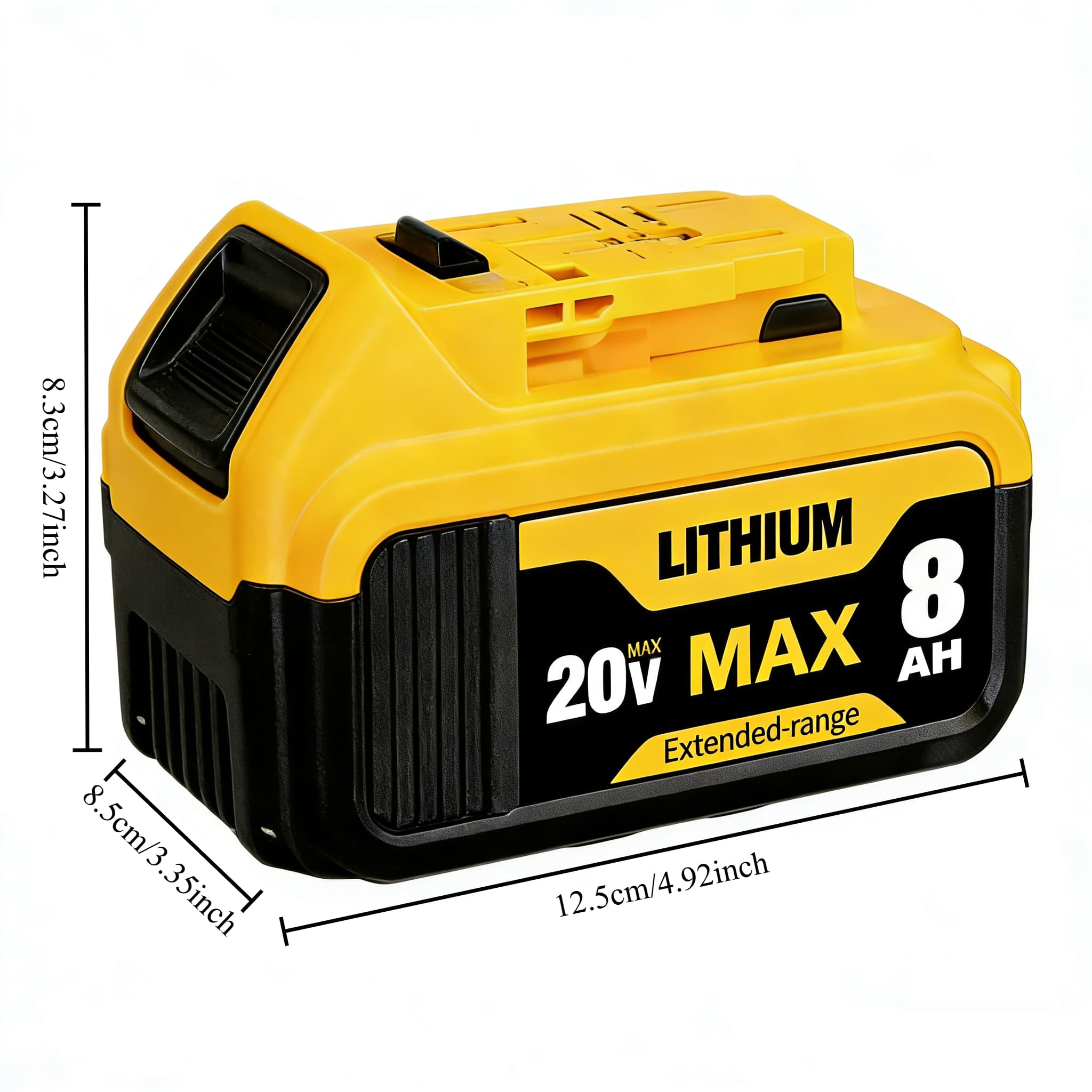 [ Buy One Get Three ] Lithium Battery 20V 8.0Ah Plastic Tube Thread Machine Battery Pack High Capacity Excellent Compatibility Extended Range DCB200 DCD/DCF/DCG/DCS Series Lithium-Ion Replacement Battery High Capacity Cordless Power Tool Battery