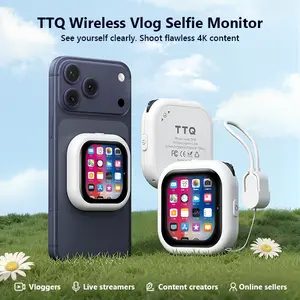Wireless Vlog Selfie Monitor Screen with AMOLED Display, 4K Phone Vlog Selfie Monitor Screen Bluetooth Remote, Magnetic Back Camera Monitor for Vlog Live Stream TikTok, Compatible with iPhone/Android