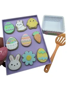 Mini 3D Printed Easter Cookie Set- sheet, basket, eggs, chick, bunny, carrot, flower, decor, basket filler decorative seasonal gift
