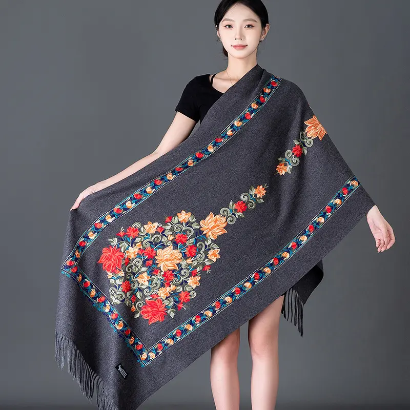 Embroidered Vase   Deep Hemp Grey