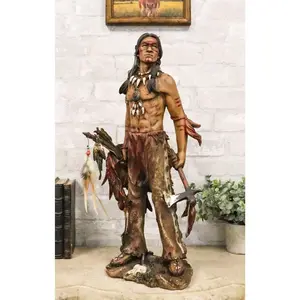 Native American Indian Eagle Warrior Tribal Hero With Axe And Shield Figurine